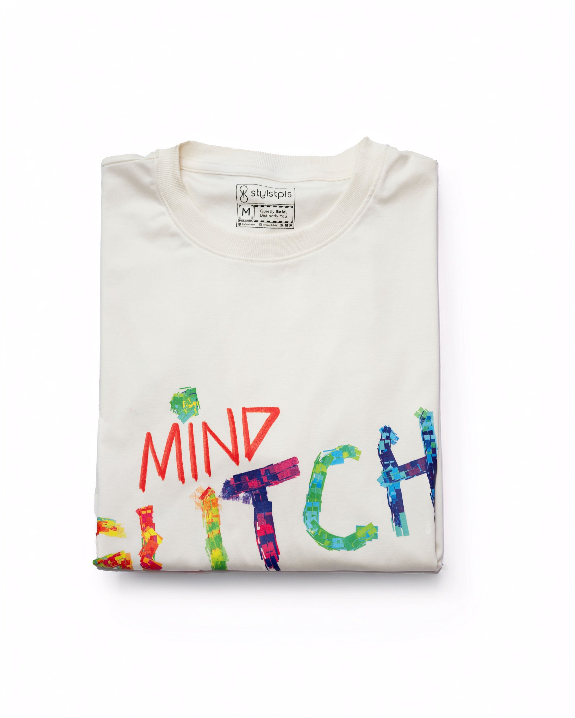 Stylstpls colorful print streetwear t-shirt folded with vibrant graphic design