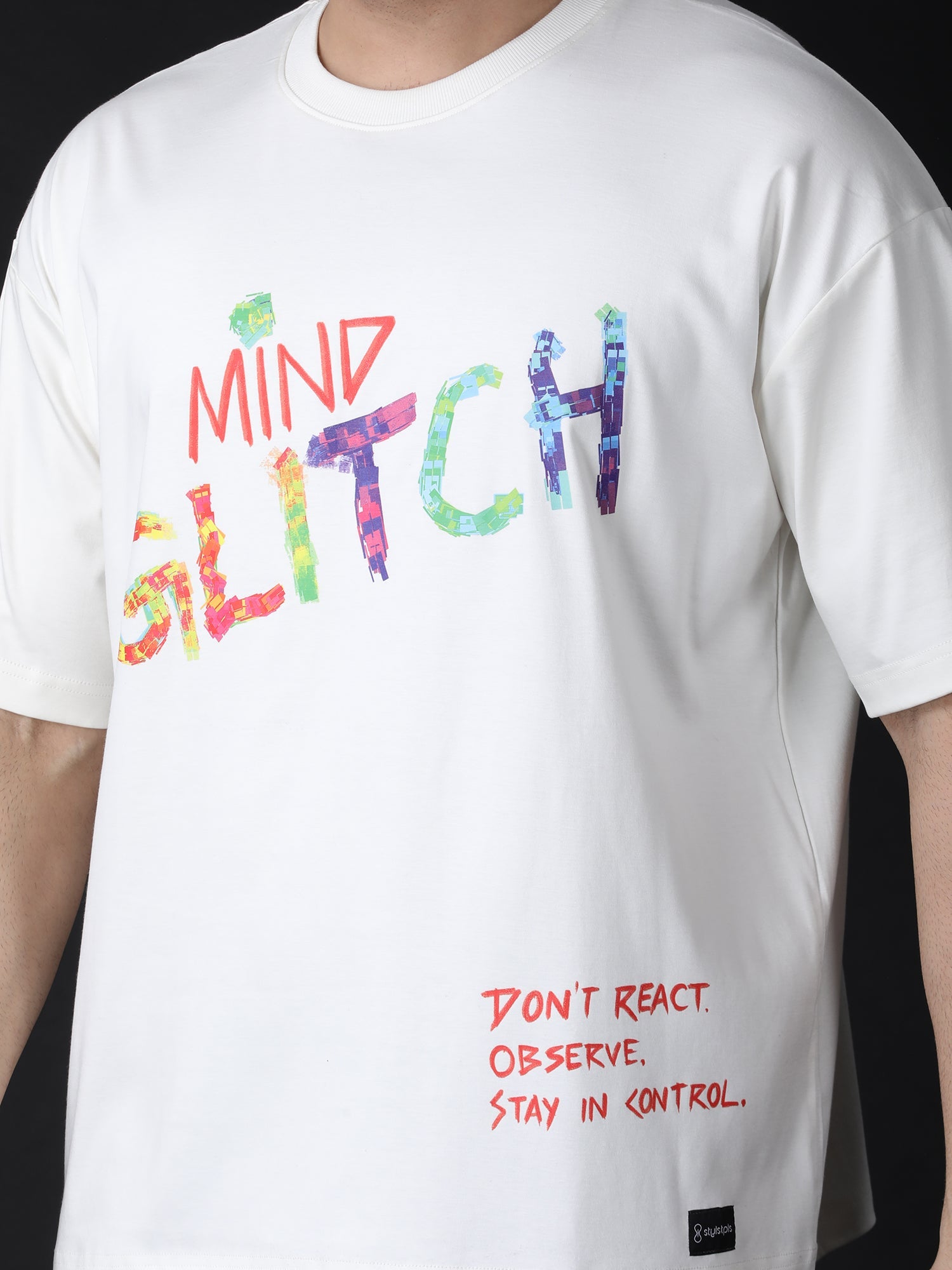 Stylstpls colorful print streetwear t-shirt featuring a bold graphic design and motivational text