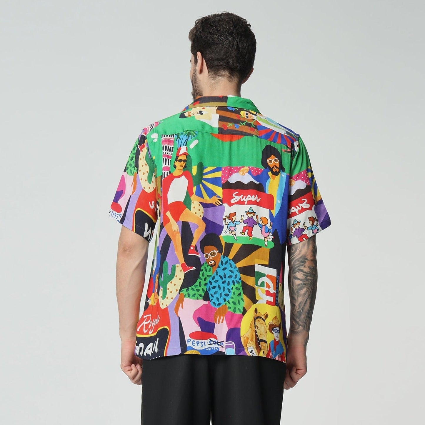 Stylera colorful summer button up shirt featuring vibrant graphics and relaxed fit for casual wear