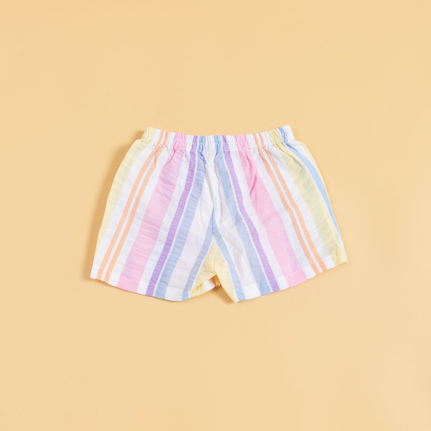 Stylera colorful summer kimono outfit featuring striped shorts in pastel colors