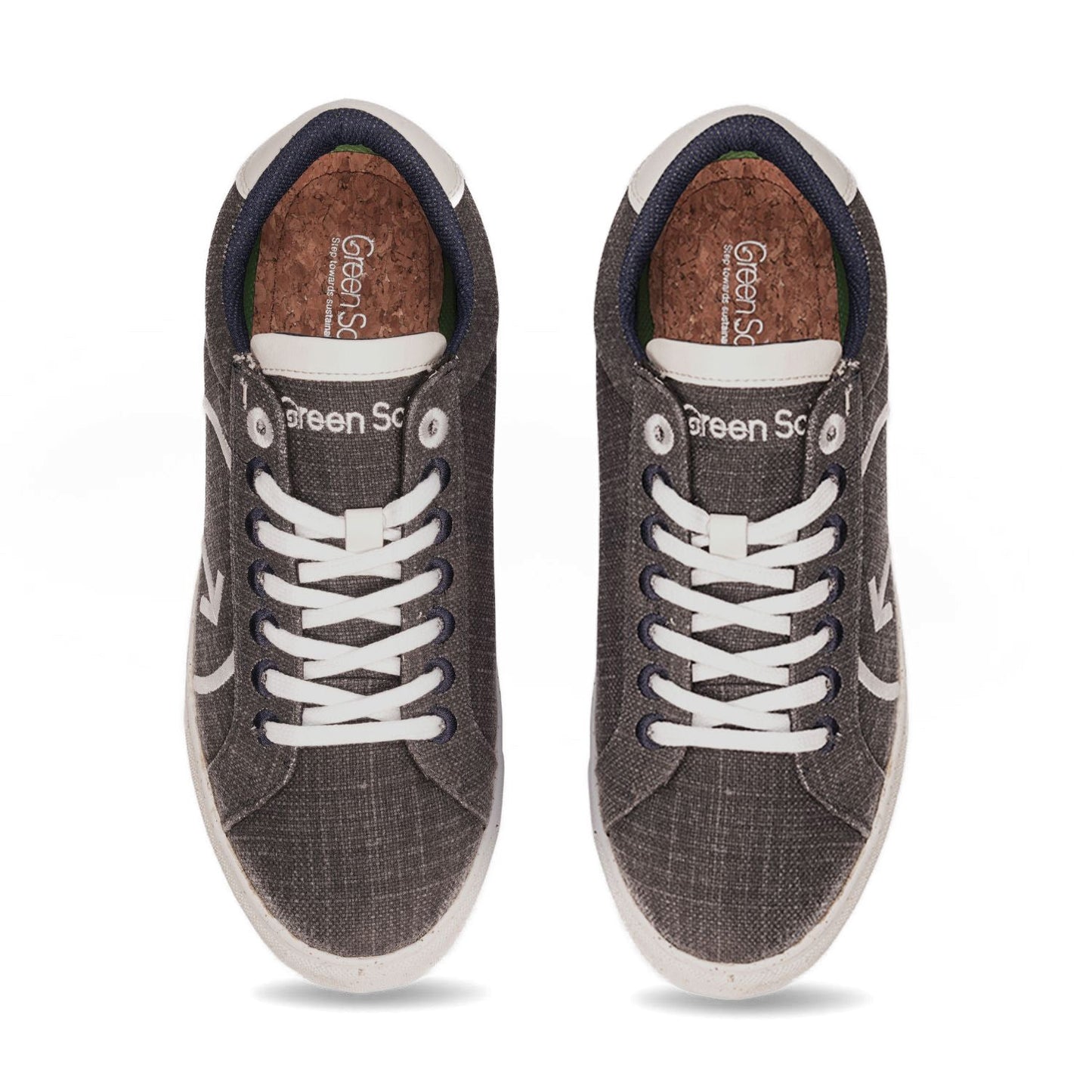 Stylera comfortable everyday shoes in gray canvas with white laces and cushioned insole
