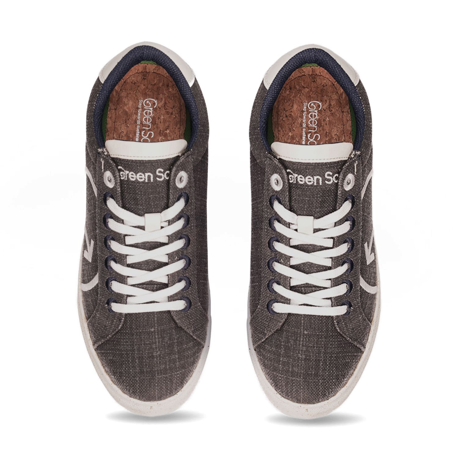 Stylera comfortable everyday shoes in gray canvas with white laces and cushioned insole