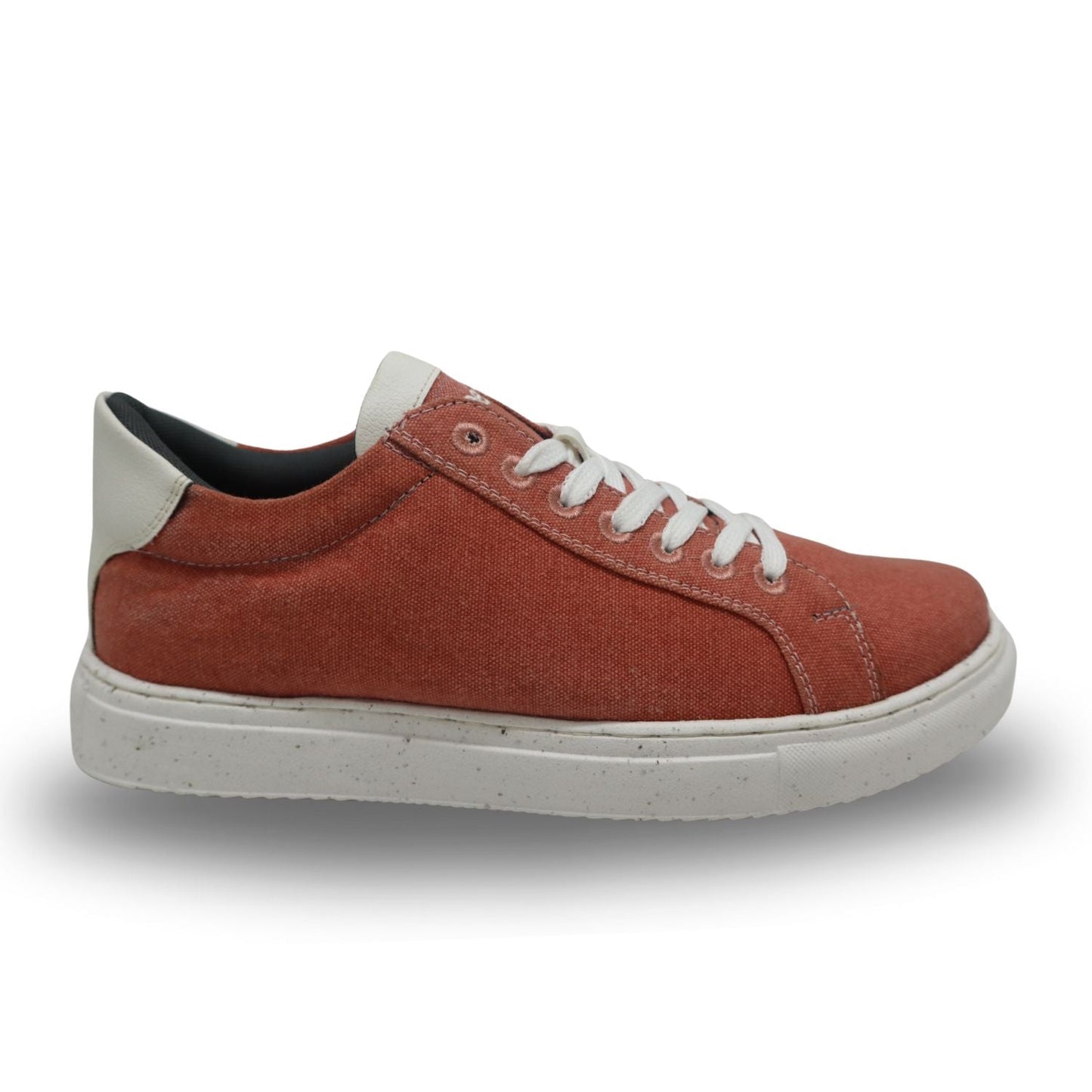 Stylish red comfortable everyday sneakers for women with a white sole and lace-up design