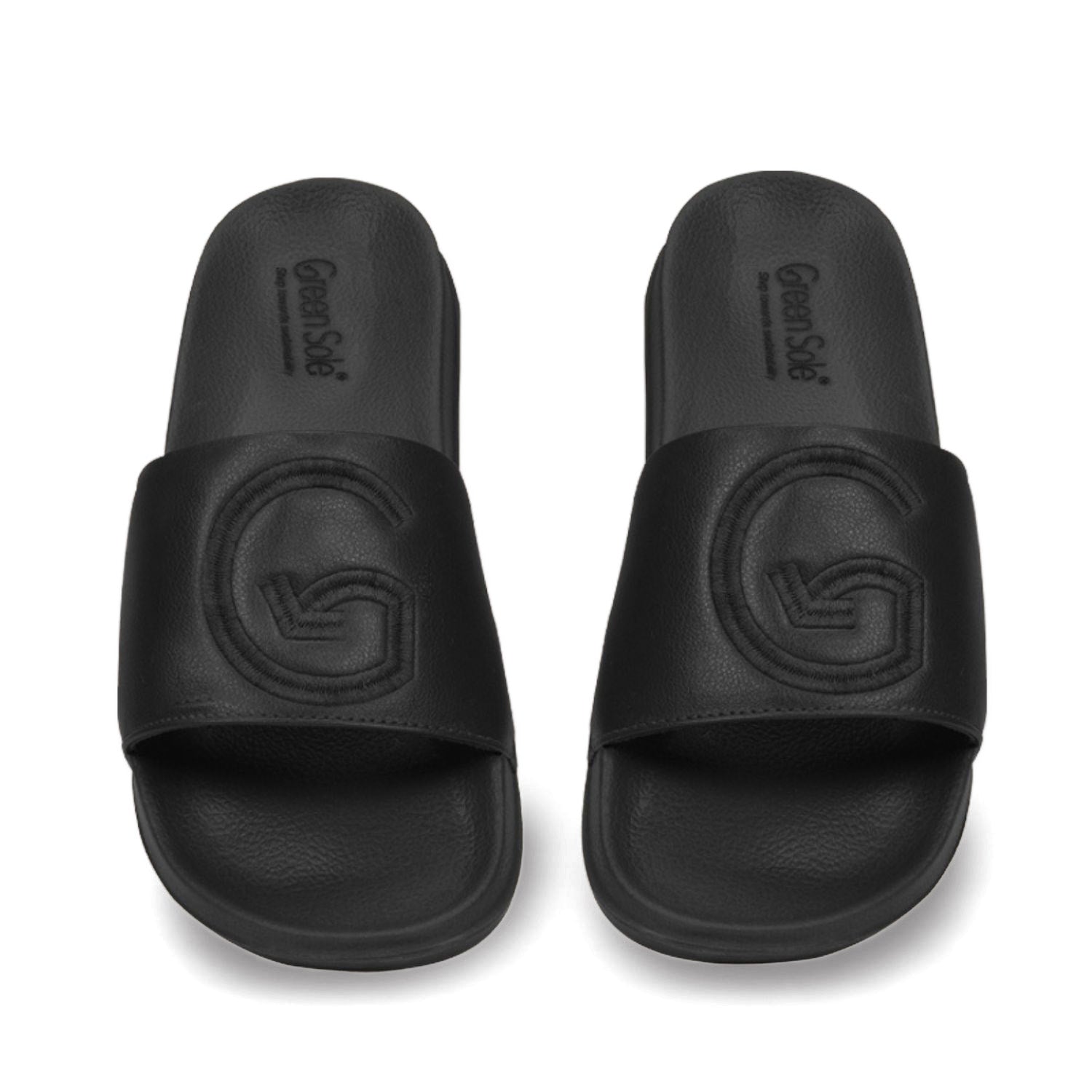 Stylera comfortable sliders for men in black with logo detail for casual wear