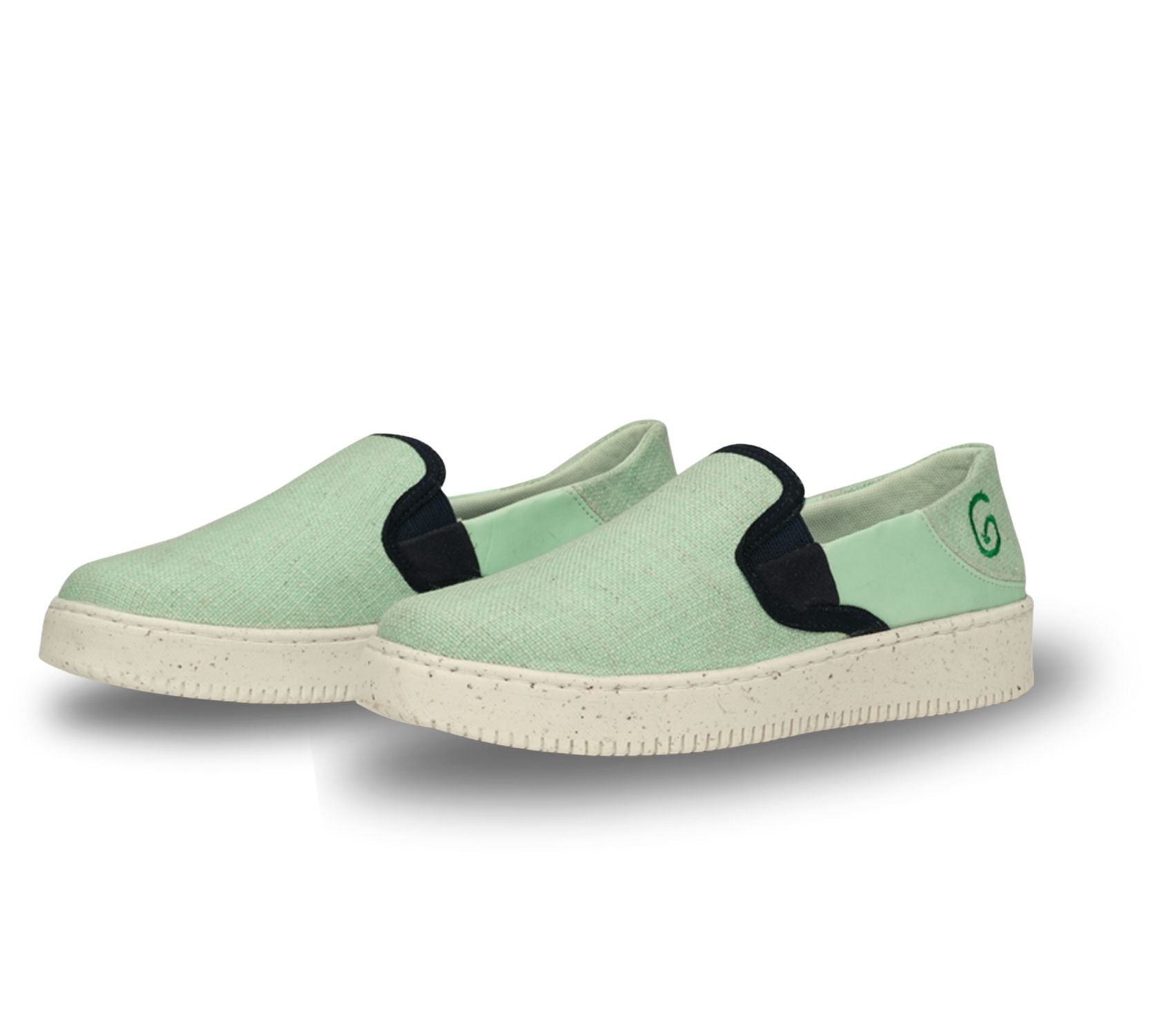Stylera comfortable slip on shoes for everyday wear in mint green with black accents
