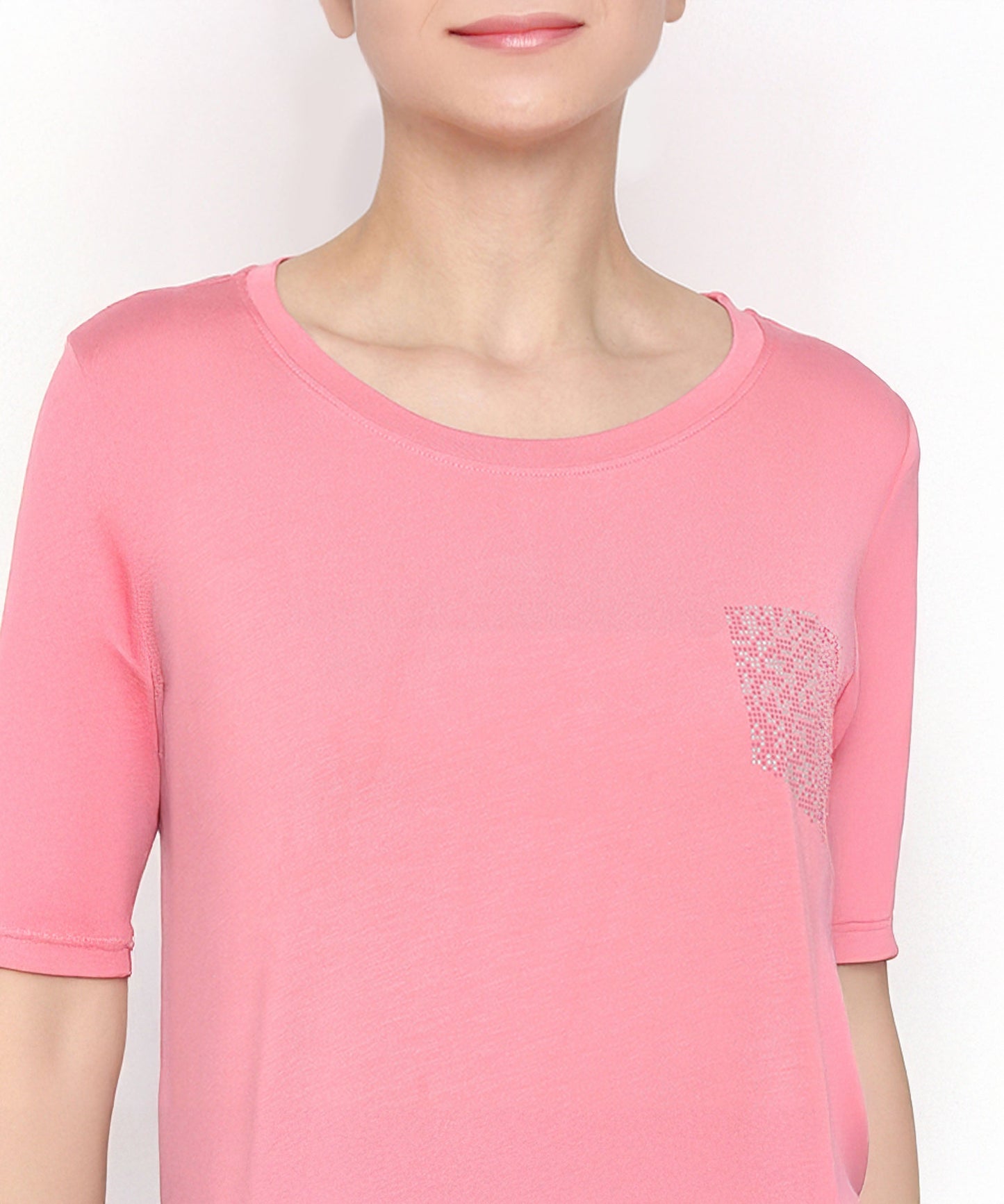 Stylera Comfortable Summer Co-ord Set in Pink with Short Sleeves and Pocket Detail