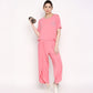 Stylera comfortable summer co-ord set in pink with relaxed fit top and stylish pants