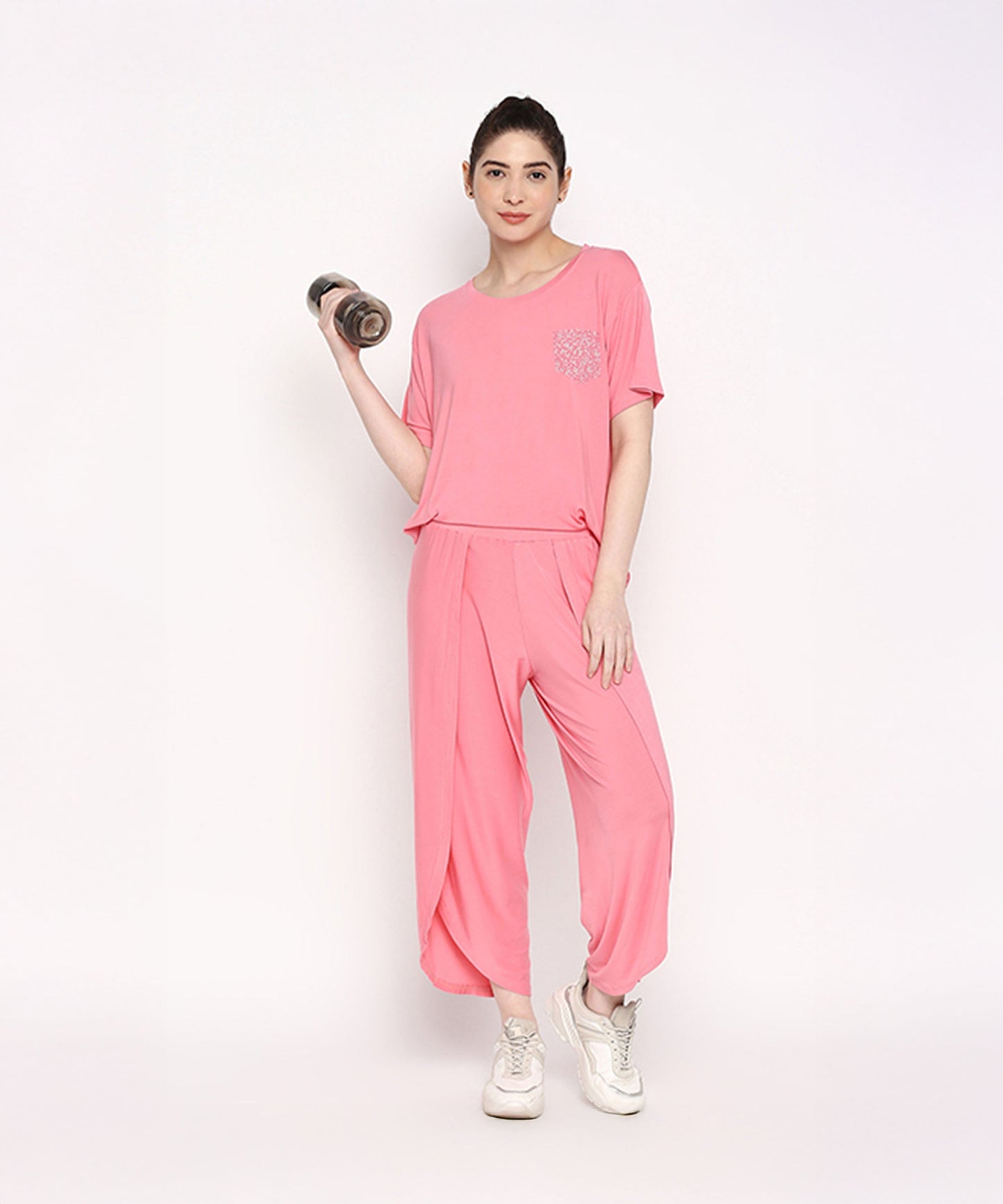 Stylera comfortable summer co-ord set in pink with relaxed fit top and stylish pants