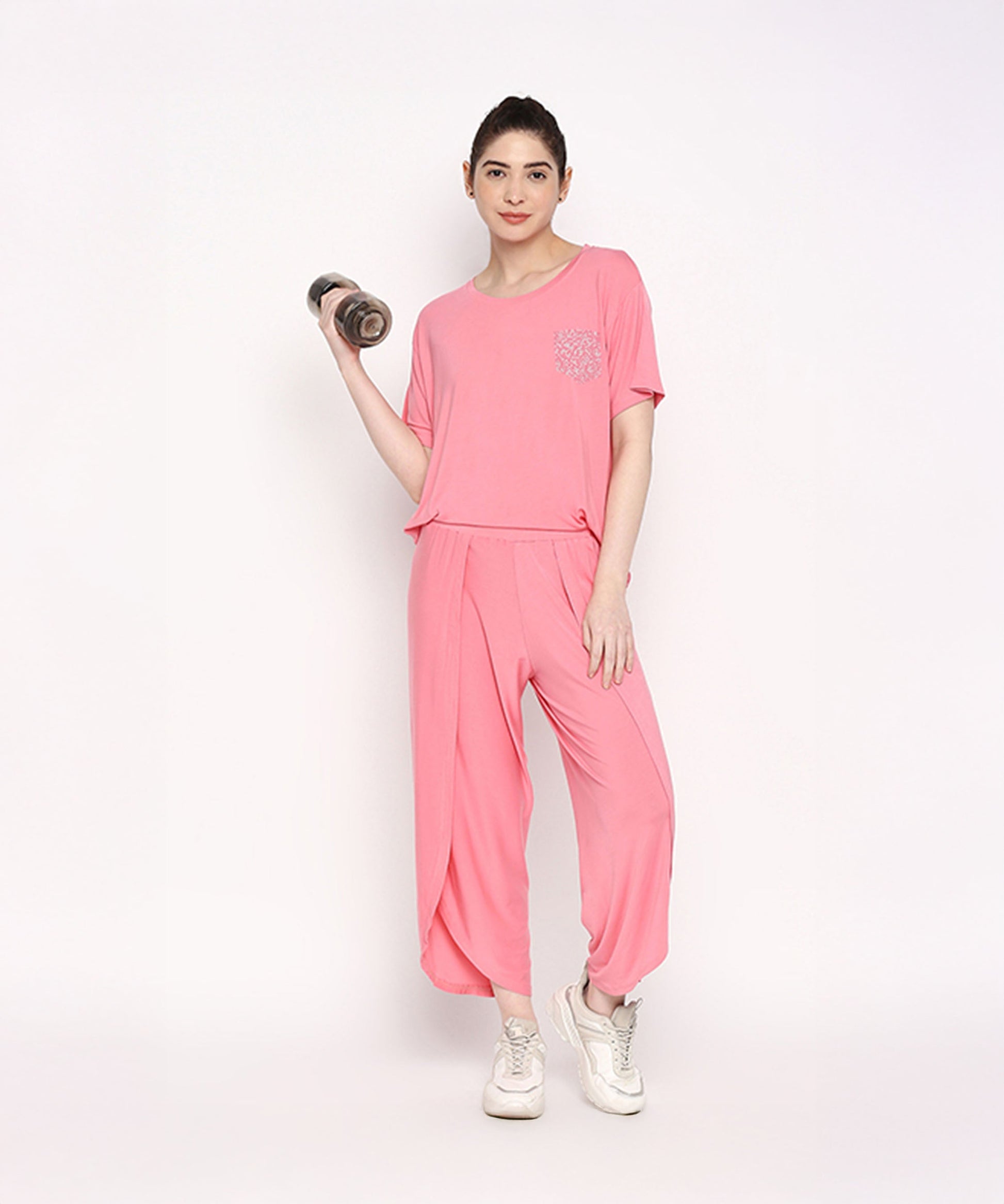 Stylera comfortable summer co-ord set in pink with relaxed fit top and stylish pants
