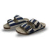 Comfortable summer sandals for women featuring navy and white stripes with adjustable straps