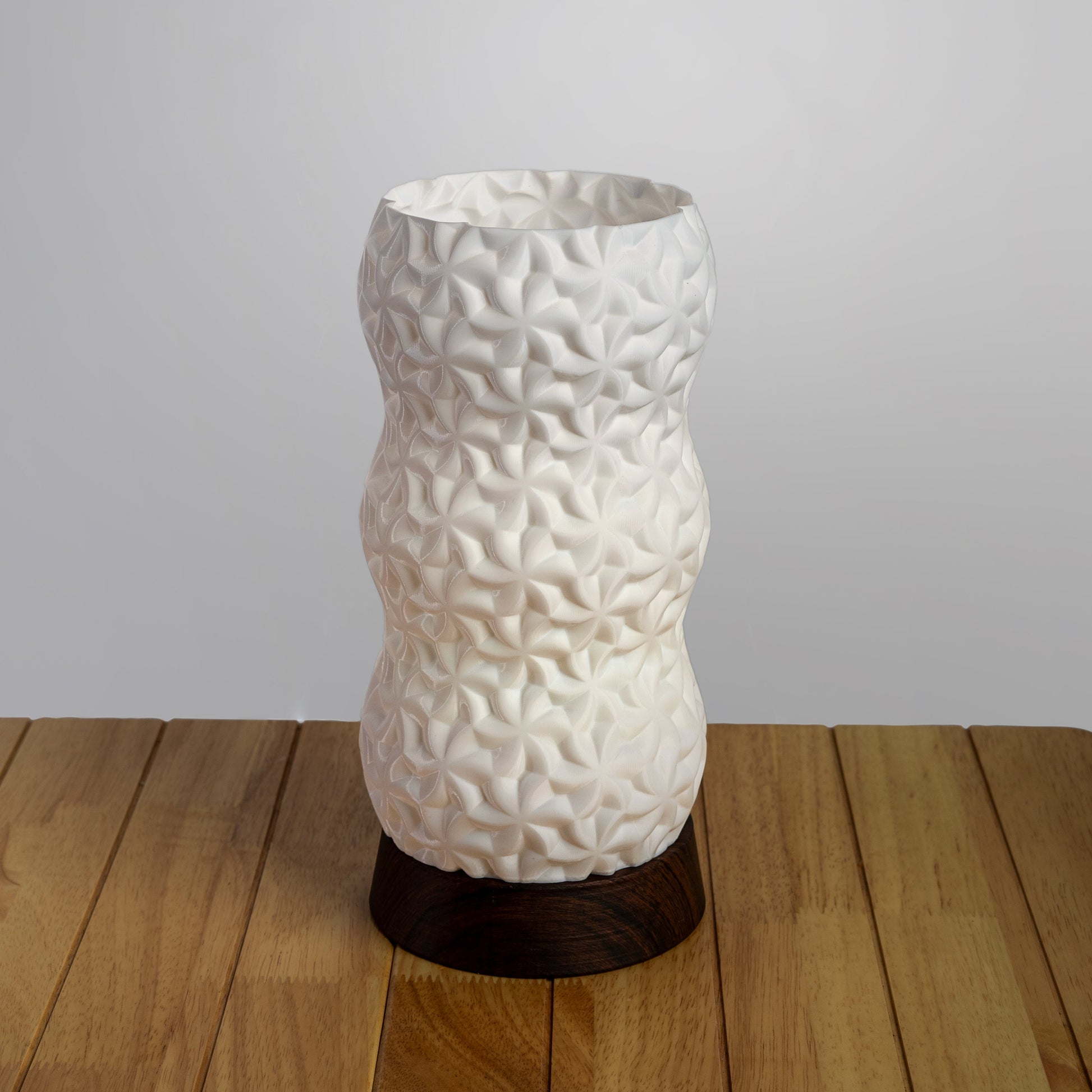 Sozori Contemporary Home Decor Lamp with a unique textured design and wooden base for stylish illumination
