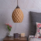 Stylish pendant lamp for contemporary living room lighting with textured design and warm tones