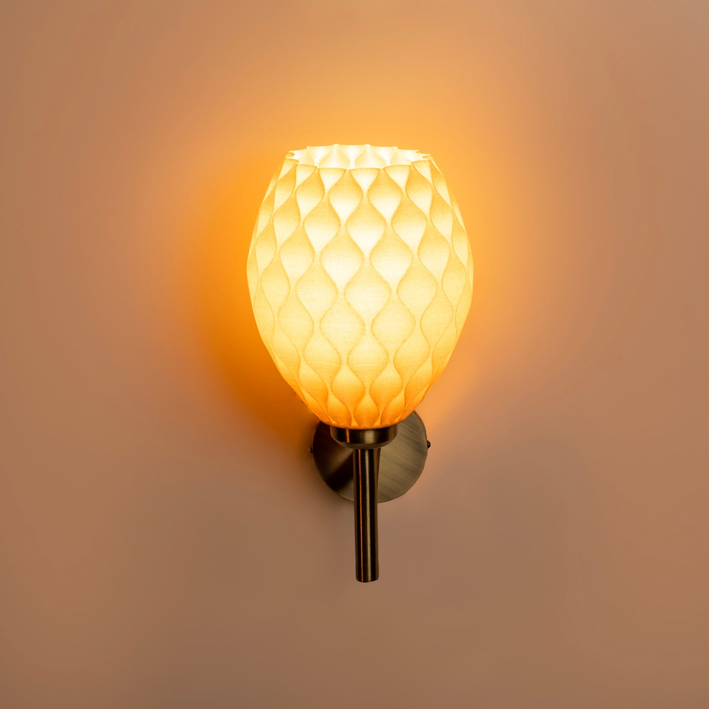 Sozori contemporary wall light for living room featuring an elegant textured shade and warm glow
