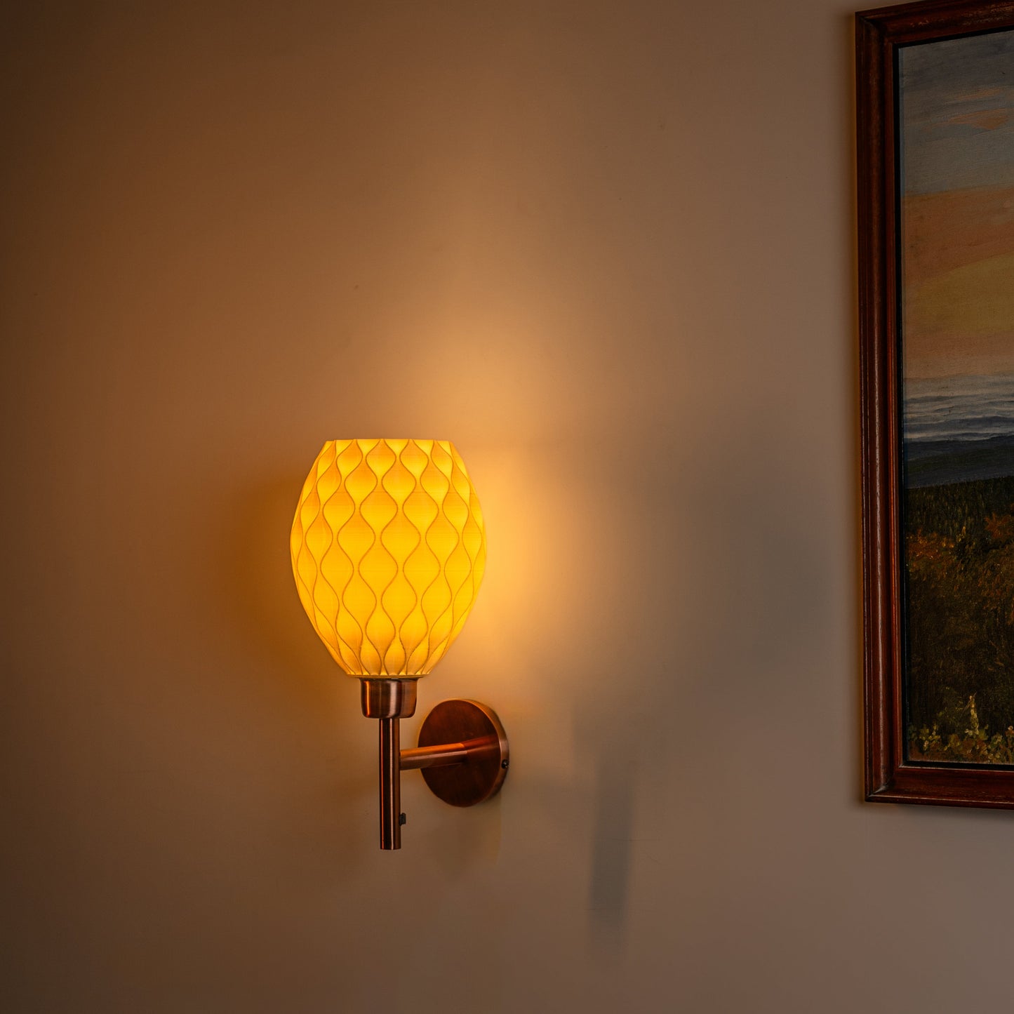 Sozori contemporary wall light for living room with an elegant textured design and warm glow