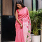 Stylera Cotton Malmal Saree with Blouse in Pink Featuring Floral Prints and Elegant Design