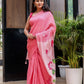 Elegant pink cotton malmal saree with blouse featuring floral designs for stylish occasions