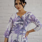 Stylera Cotton Printed Co-Ord Set with Tropical Palm Leaf Design in Purple and White