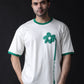 Stylstpls cream oversized flower t-shirt with green flower design and contrasting sleeves