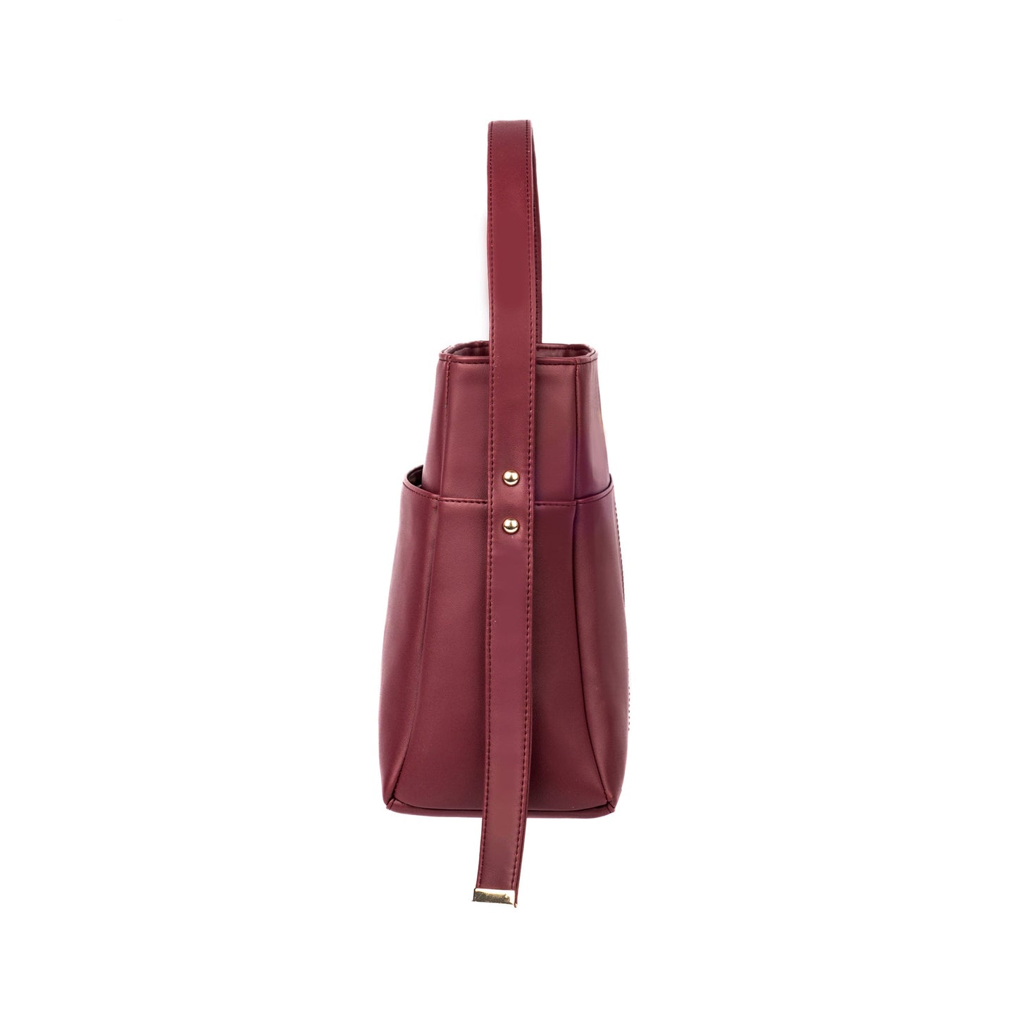 Stylish crimson bucket bag for women by Stylera featuring a sleek design and adjustable strap