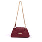 Stylish crimson mini baguette bag with a chain strap from Stylera