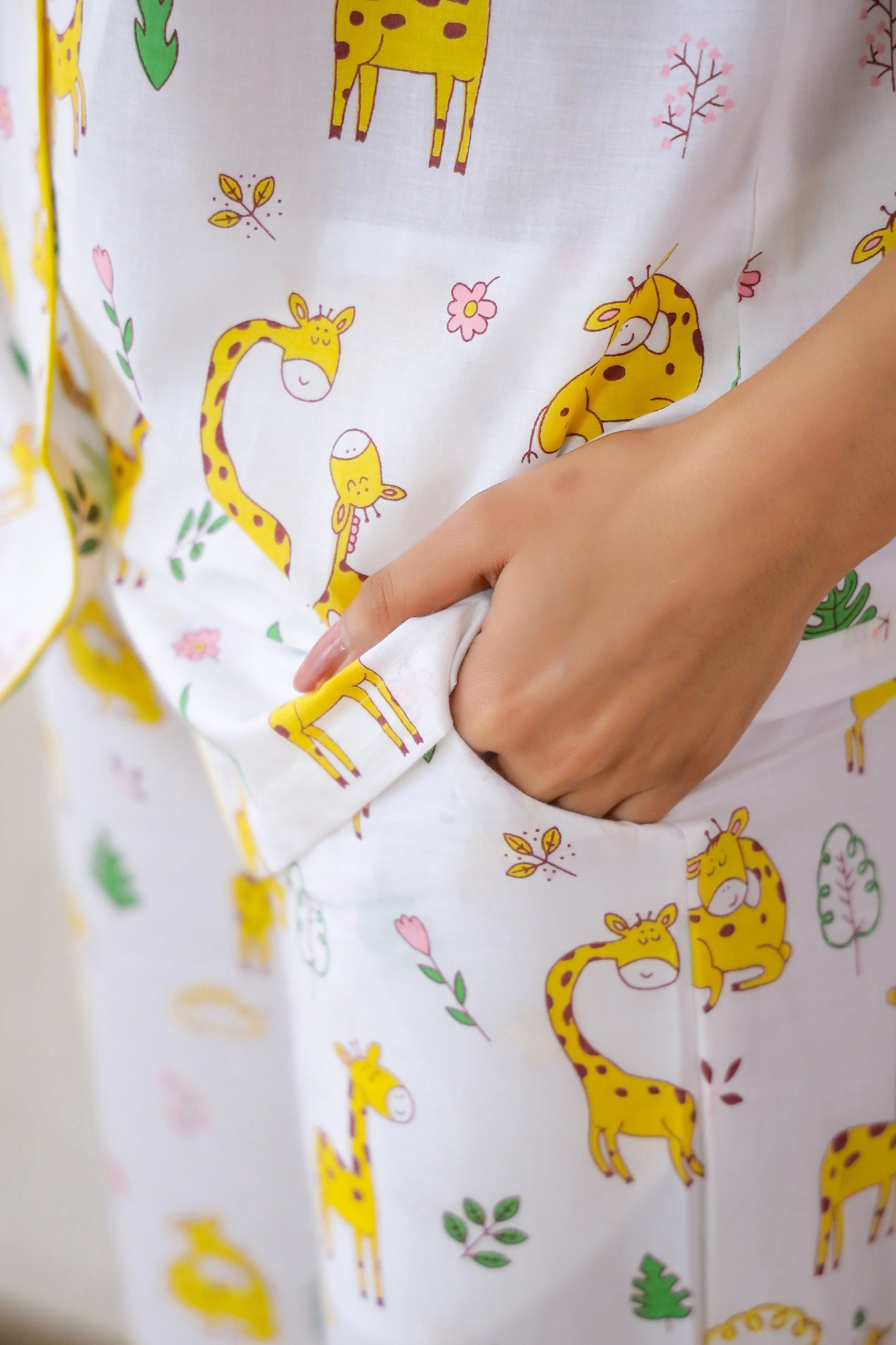 Cute animal print nightwear for women featuring playful giraffe designs and a comfortable fit