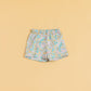 Cute floral top and shorts set featuring colorful floral patterns and comfortable elastic waistband