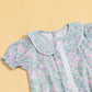 Adorable floral cute summer romper for babies with soft puff sleeves and lace detailing