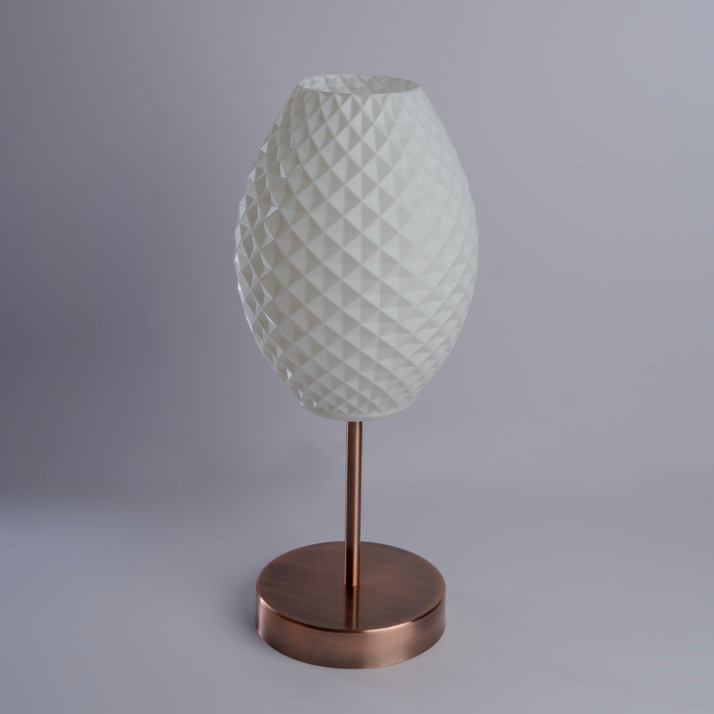 Sozori Decorative Desk Lighting for Study with a Unique Diamond-Shaped White Shade and Copper Base