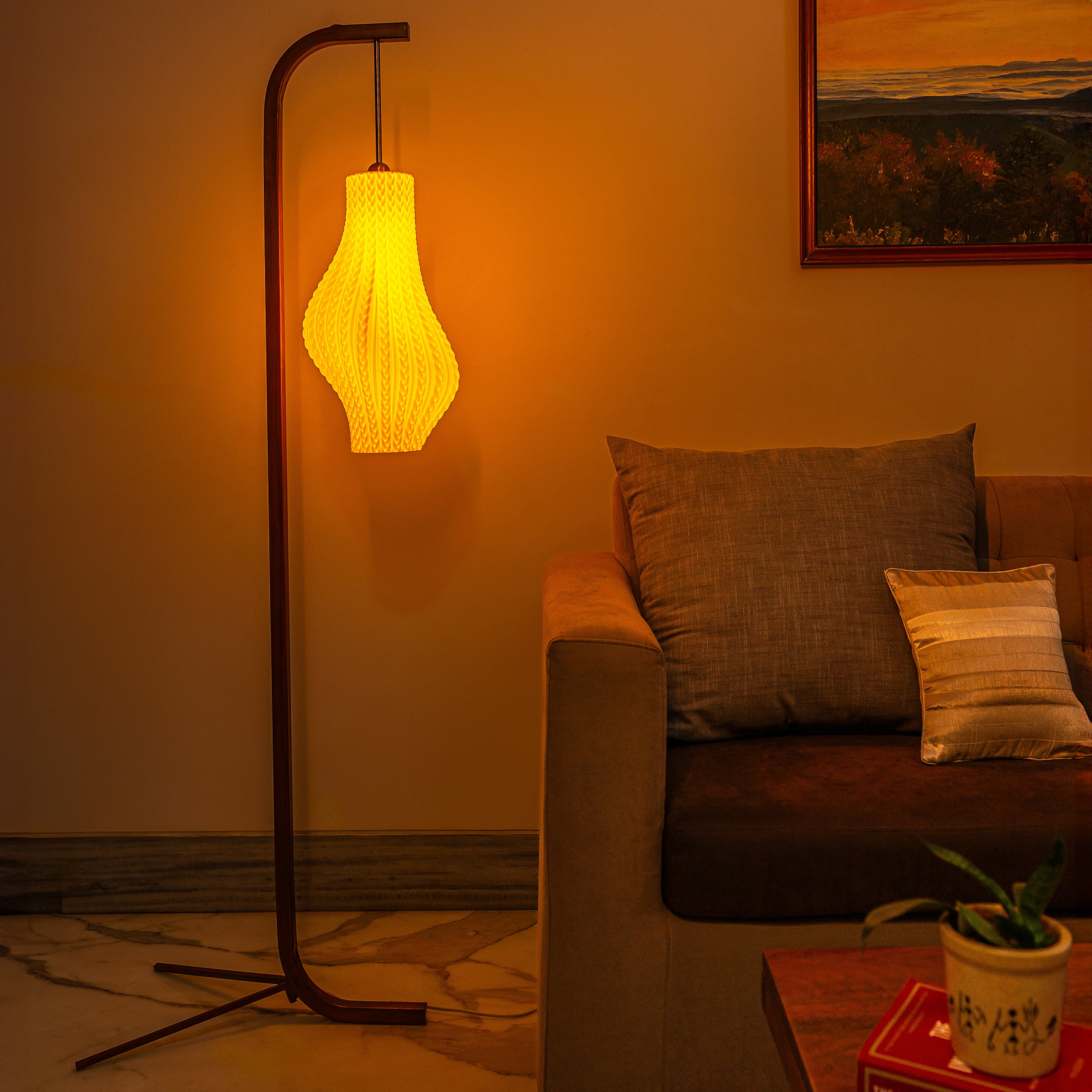 Sozori decorative floor lamp for living room with a unique design and warm glowing light