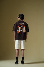 Deep Diving Printed Oversized Brown T-Shirt Main Character