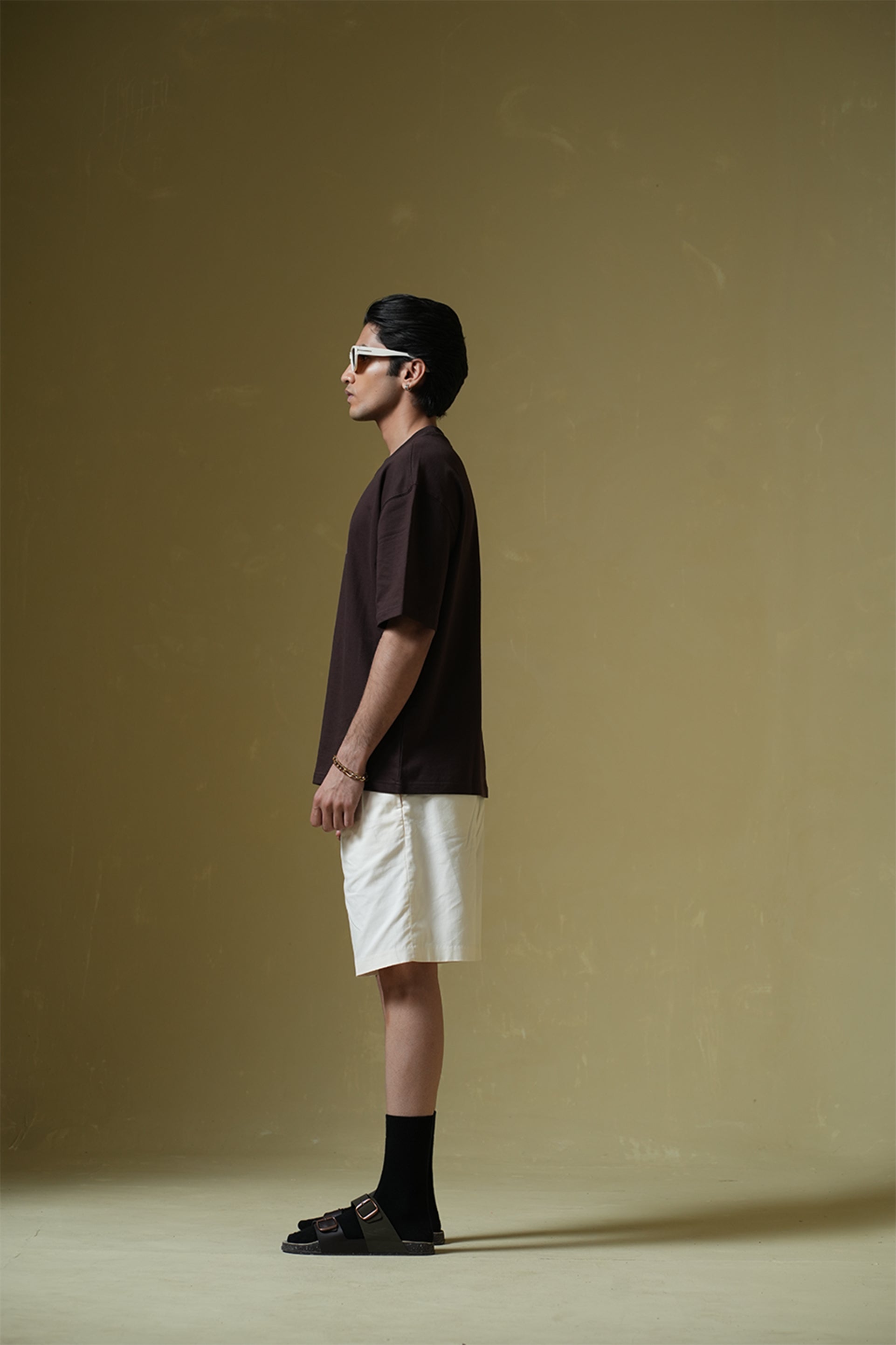 Deep Diving Printed Oversized Brown T-Shirt Main Character