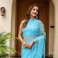Elegant designer blue saree for women with intricate embroidery, perfect for special occasions.
