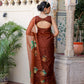 Elegant Stylera designer brown saree for wedding with floral embroidery and backless design