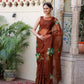 Elegant designer brown saree for wedding featuring floral embroidery and lightweight fabric