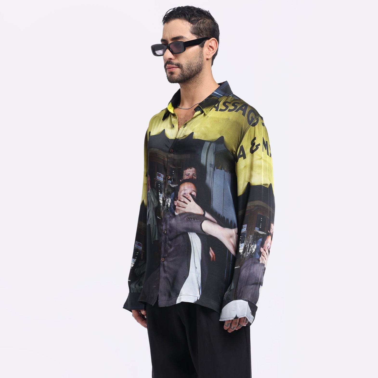 Stylera designer casual shirt for men featuring a bold graphic print and relaxed fit