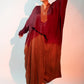Stylera designer evening gown for women with a relaxed silhouette in burgundy and brown gradient