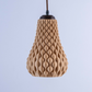 Sozori designer hanging droplet lamp with a unique textured surface in warm beige color