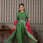Stylish green designer lehriya dress for women with pink dupatta and modern silhouette