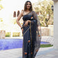 Elegant designer party wear saree for women with floral design, perfect for special occasions