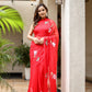 Elegant Stylera designer red saree for weddings adorned with beautiful floral embroidery
