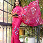 Elegant designer saree for special occasions in bright pink with intricate floral embroidery