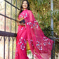 Elegant pink designer saree for special occasions with floral embroidery and flowing dupatta
