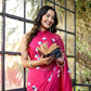Stylera designer saree for special occasions in vibrant pink with floral patterns