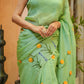 Beautiful green designer saree for women with floral embroidery, perfect for festive occasions