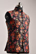Designer silk bandi for men featuring vibrant multi-color floral patterns on a stylish black background