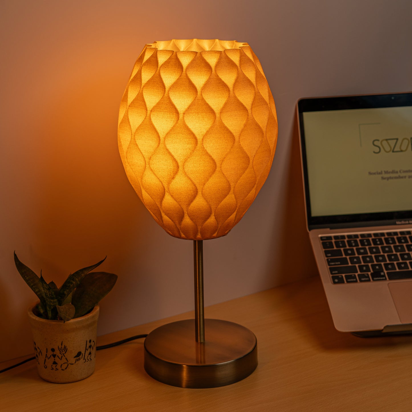 Sozori designer table lamp for home office with warm light and modern design