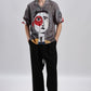 Stylera artistic printed resort shirt gray abstract face print lightweight short sleeve casual wear