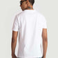 Stylera white regular fit t-shirt shown from back worn by male model with sunglasses
