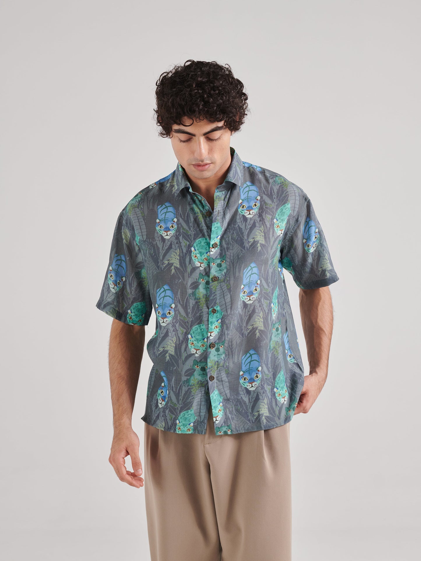 Stylera drop shoulder shirt for men in a colorful floral design