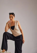 Overlap Waistcoat- Beige